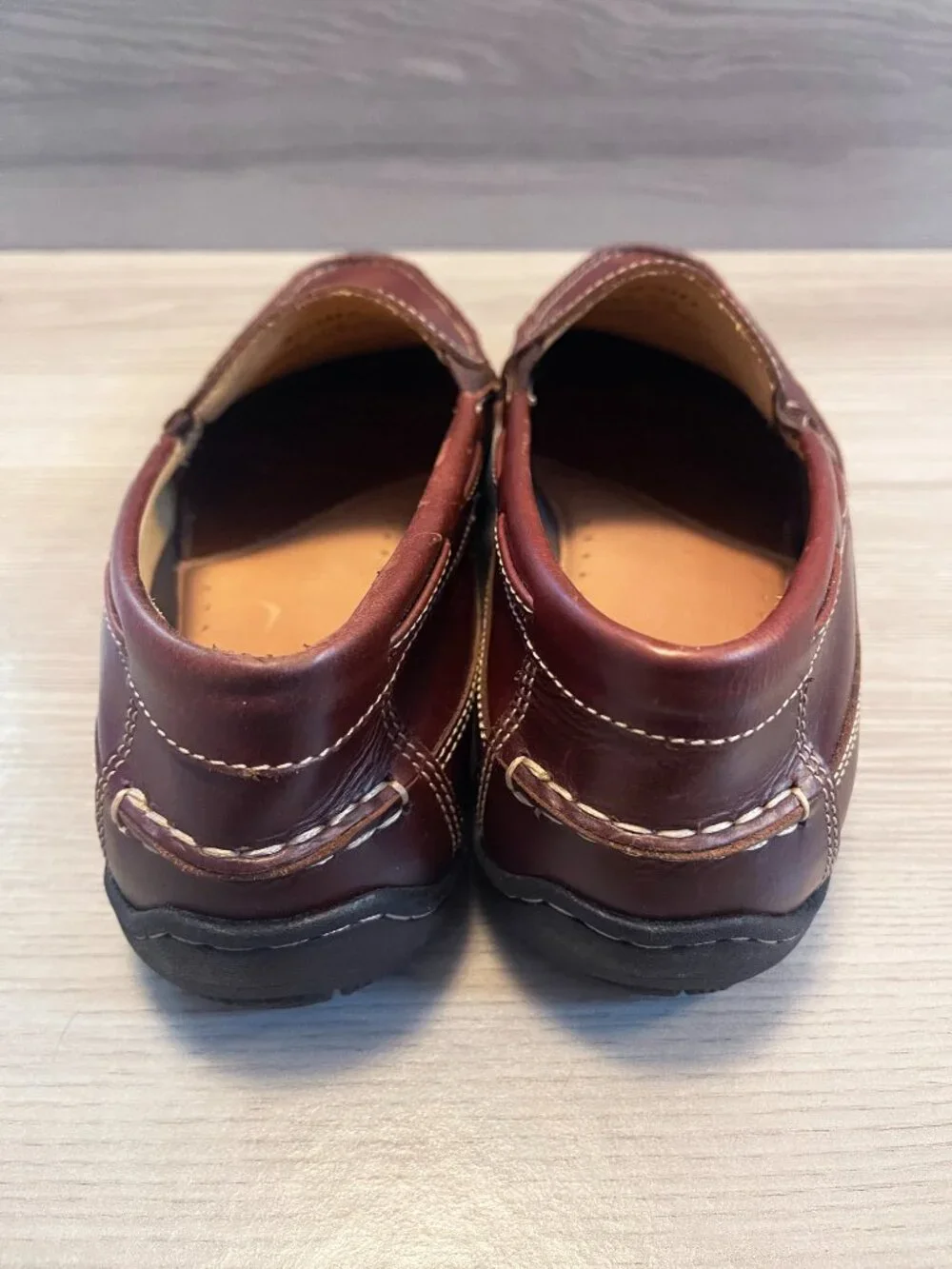 Johnston & Murphy Sheepskin Leather Loafers Men's 11M Brown Slip On Moc Toe
